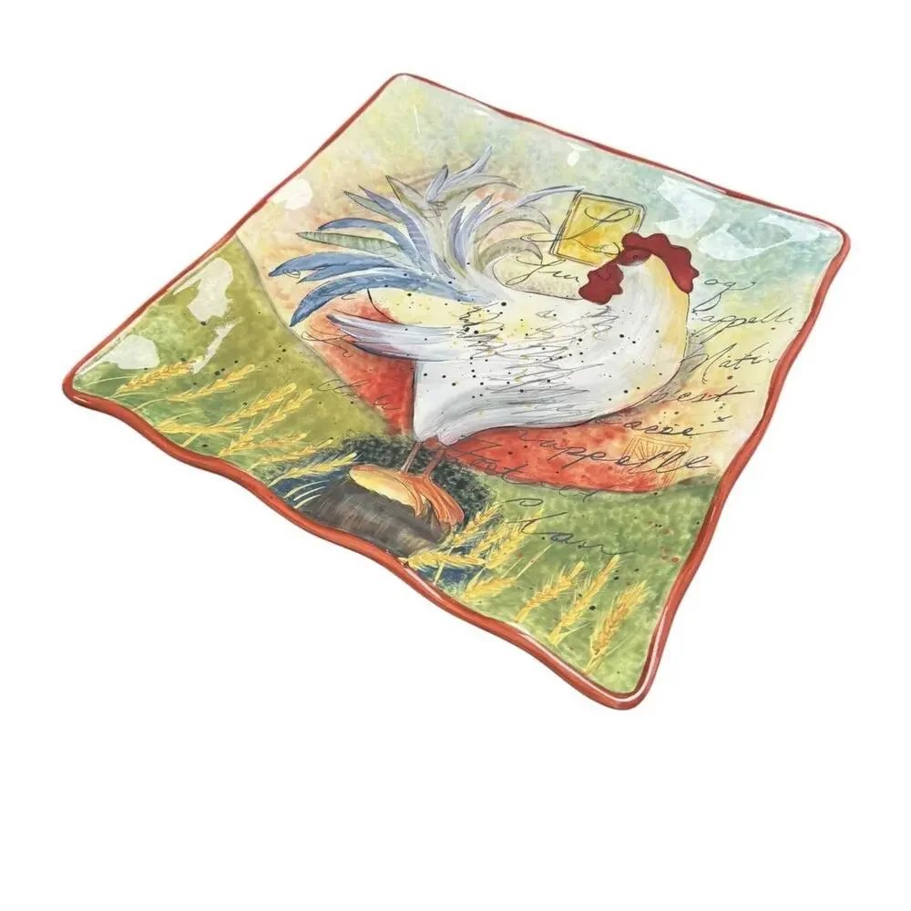 La Rooster By Certified International 13” Susan Winget Square Rooster Platter